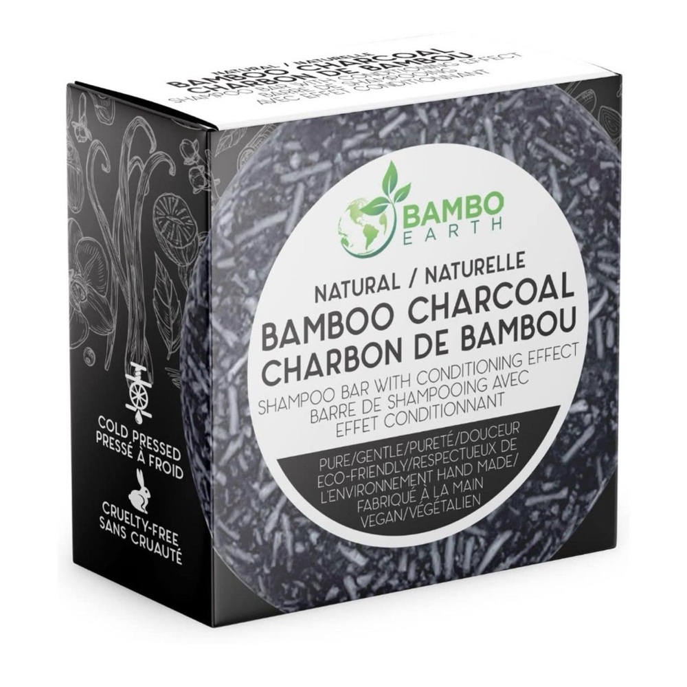 New BAMBOEARTH Natural Bamboo Charcoal Shampoo Bar with conditioning